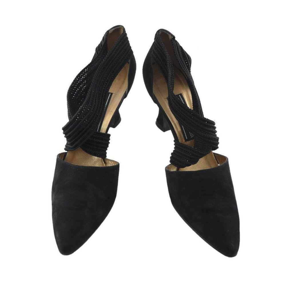 Black Stuart Weitzman Nubuck Elastic Knit Straps … - image 3